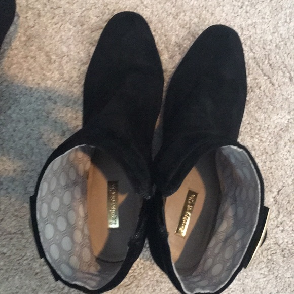 Louise et Cie black suede, gold buckle booties - Picture 4 of 5